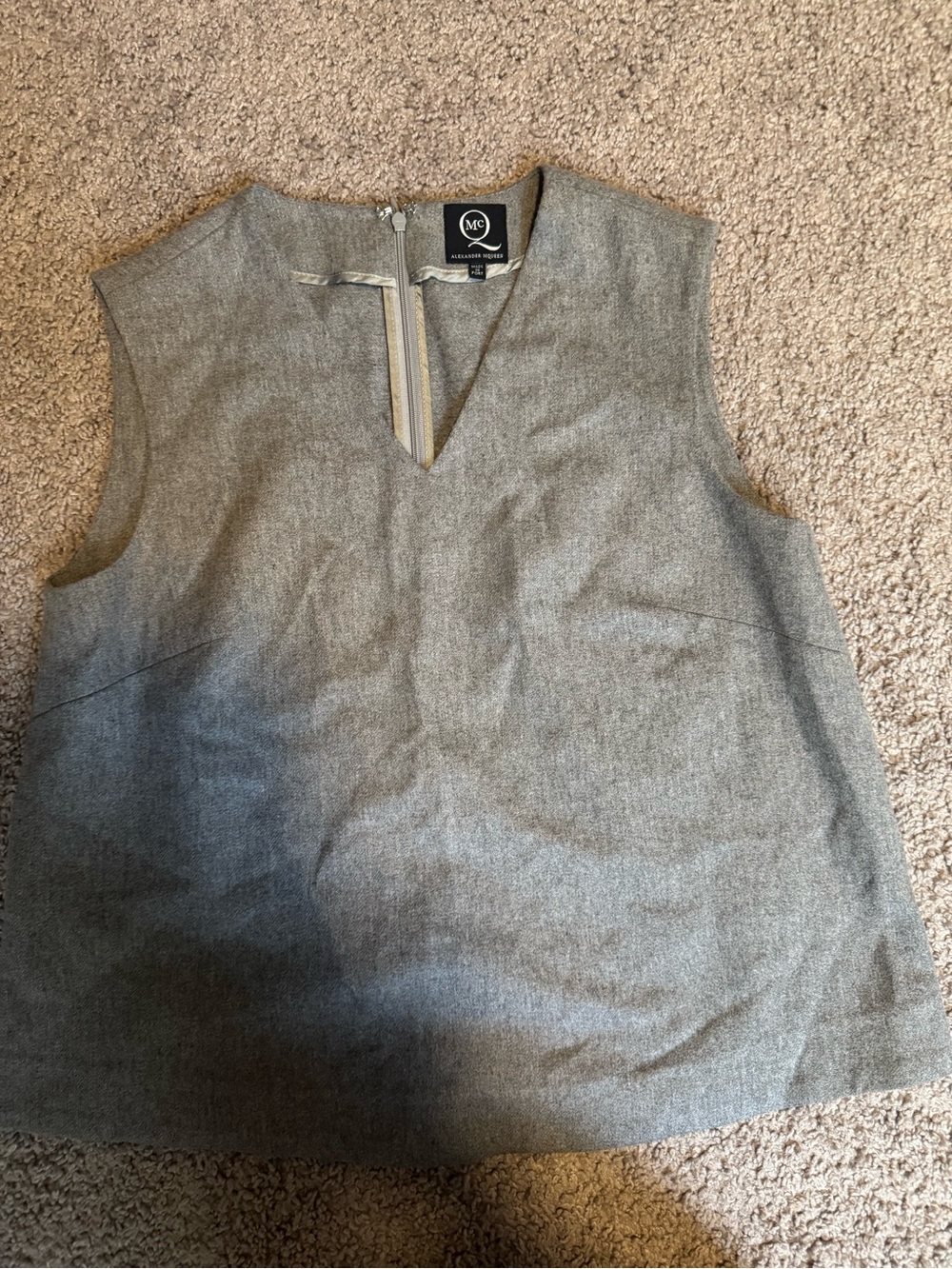 Alexander McQueen Gray Sleeveless V-Notch Tank Top